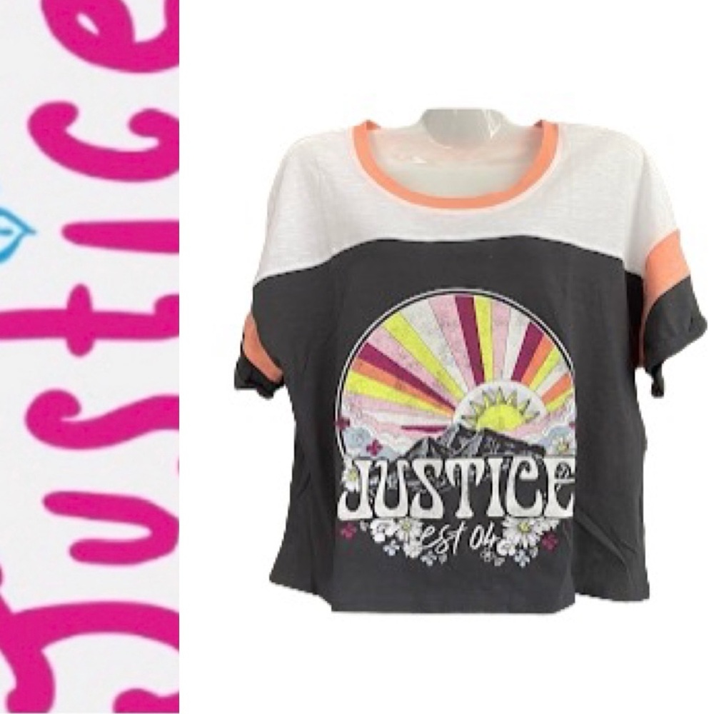 Girls Cropped Justice Logo Top